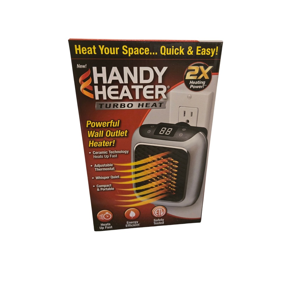 Handy Heater Turbo Heat 800W Wall Outlet Portable Ceramic Heater Model 21006